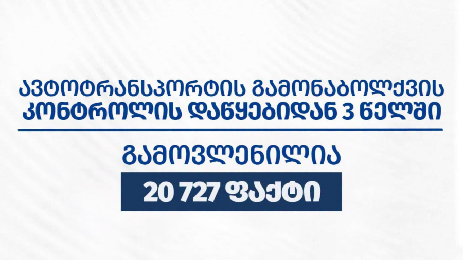 გარემოსდაცვითი ზედამხედველობის დეპარტამენტმა, მონიტორინგის დაწყებიდან 3 წელში, ავტოტრანსპორტის გამონაბოლქვის დადგენილ ნორმებთან შეუსაბამობის 20 727 ფაქტი გამოავლინა